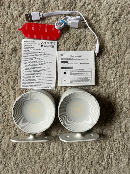 Luz de parede LED USB controlo tátil regulável, 3 níveis de brilho rotação livre de 360 °