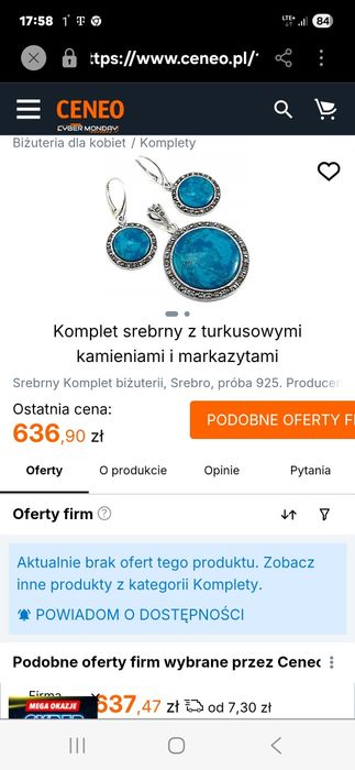 Srebrna przywieszka z markazytami i turkusem