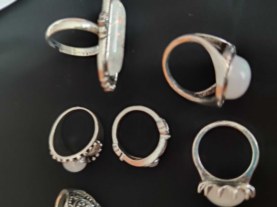 Набір каблучок 7 шт біжутерія, кольца набор 219грн исск. білий опал
