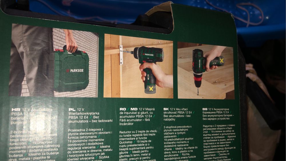 Акумуляторний шуруповерт Parkside 12 V PBSA 12 E4 (Новий, каркас)