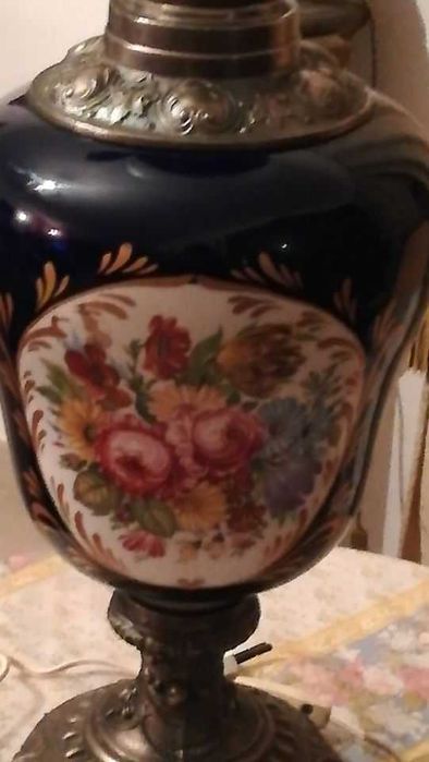 Candeeiro mesa em porcelana, base em bronze - anos 50