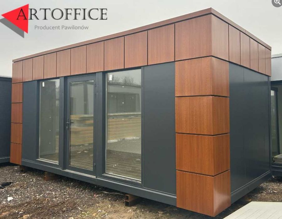 Pawilon handlowy biuro kiosk wystawowy showroom palarnia 6x3m