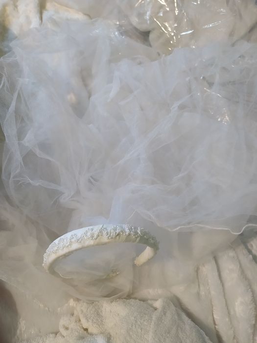 Vestido noiva branco completo manga comprida tam M.