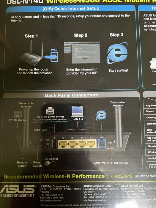 Asus wirelss n300 modem/ router