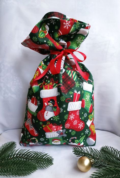Новорічні мішечки сніжинки  для пакування подарунків