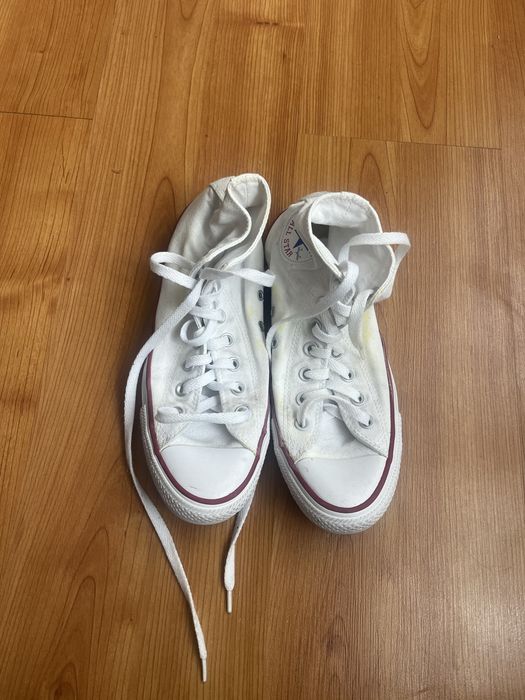 Жіночі кеди Converse All Star високі білі текстиль Кросівки Конверси