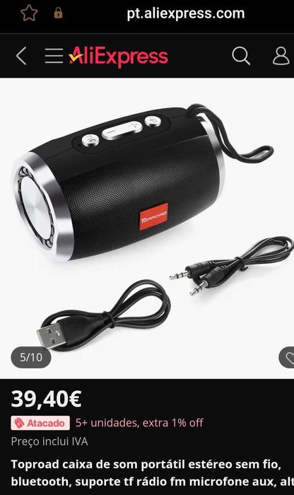 Coluna/Radio portátil TopRoad