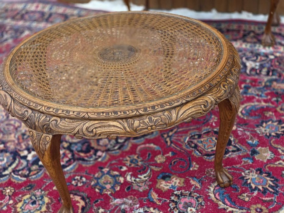 Ława Chippendale z rattanem i szybą #2430 Stylowy Węgrów