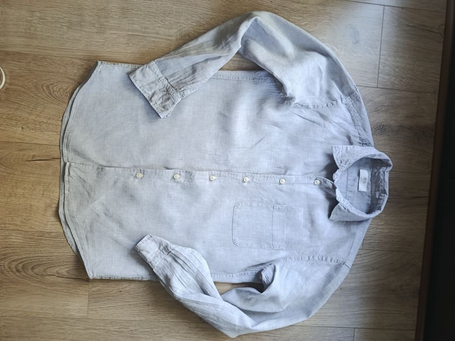 Szara lniana koszula len Uniqlo r.S