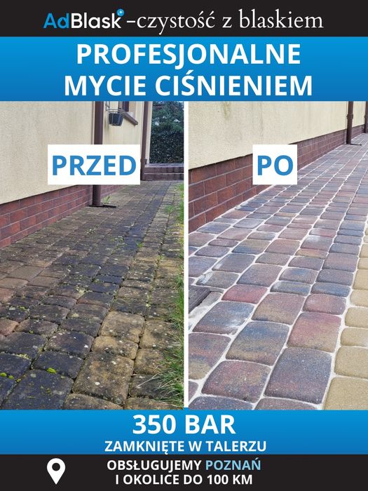 Mycie / czyszczenie kostki brukowej,  polbruku