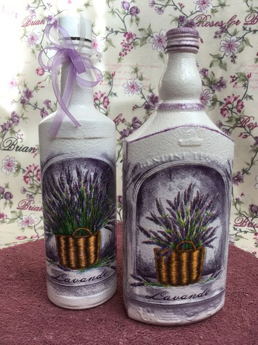 Butelki decoupage rękodzieło prezent imieniny urodziny
