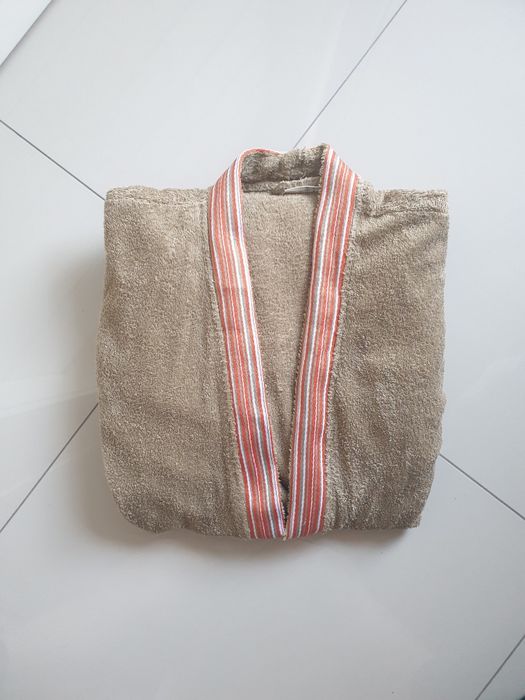 Szlafrok bawełniany kąpielowy z paskiem 100% bawełna frotte gruby M dł