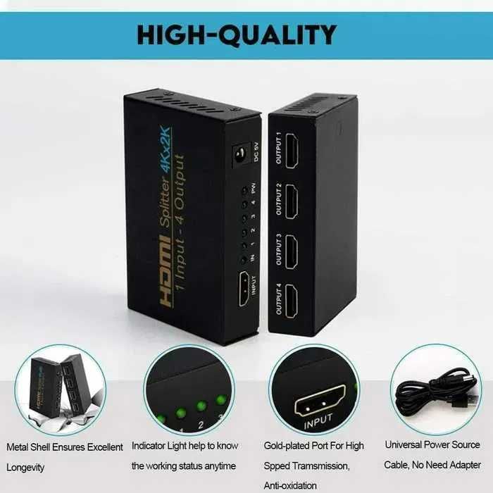 Rozdzielacz HDMI 1 w 4 wyjściowy rozdzielacz audio HDMI 4K HDMI