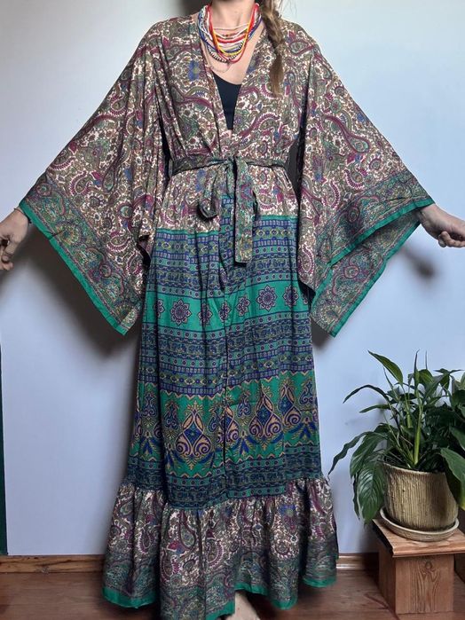 Kimono długie boho Indie
