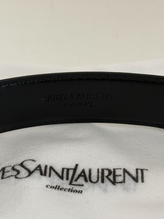 YSL Pasek Damski Czarny Złota Klamra Elegancki Premium 100 cm