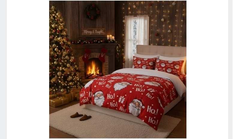 Pościel Świąteczna Komplet 160x200 + 2 x 70x80cm Dwustronna "+GRATIS