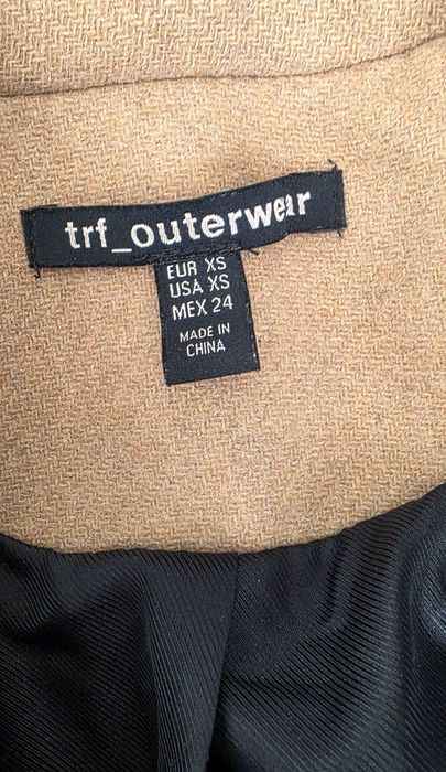 Płaszcz camel Zara Trafaluc outerwear dwurzędowy XS