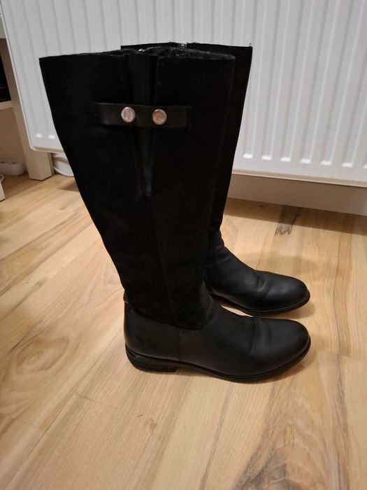 38 Kazar skórzane czarne kozaki buty ze skóry skóra do pracy zimowe