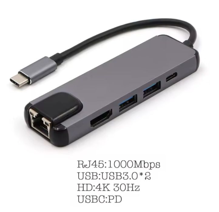 Hub splitter rozdzielacz USB C do lan+HDTV+usb