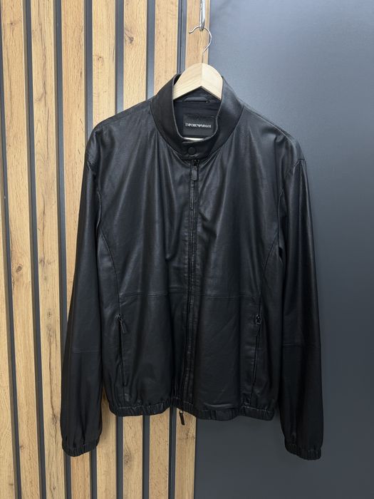 Emporio armani black perfored leather jacket шкірянс куртка оригінал
