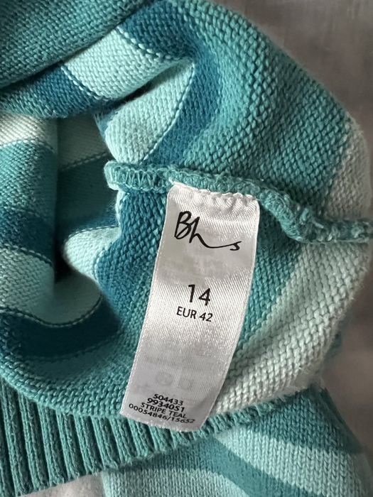 Sweterek w paski niebieski turkusowy bawełniany