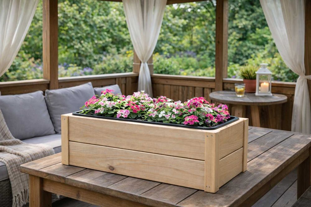 donica drewniana skrzynka na kwiaty balkonowa taras balkon ogrod