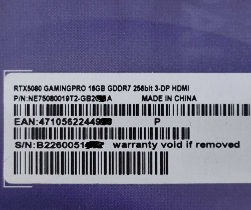 Відеокарта Palit RTX 5080 16GB GamingPro