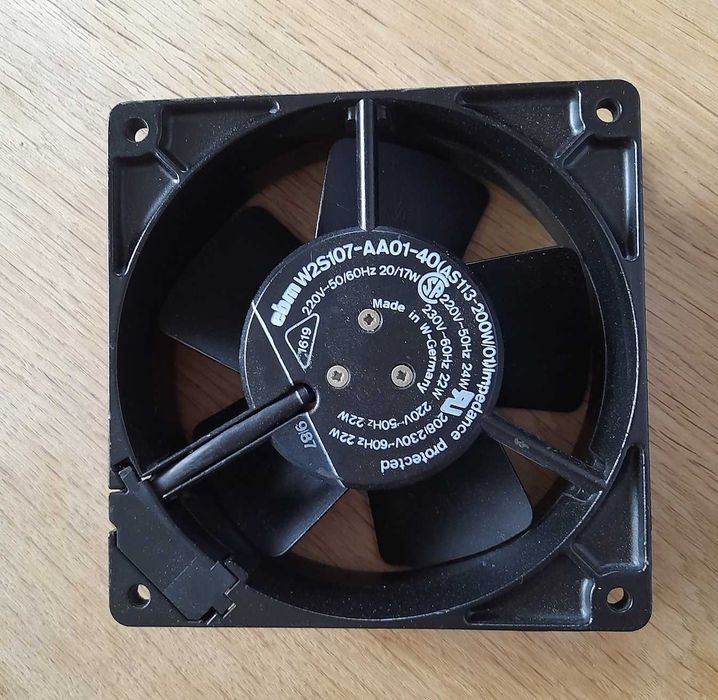 Wentylator przemysłowy 120x120x38 230V, EBM W2S107-AA01-40, 220V, 24W