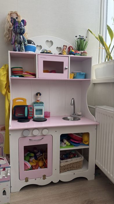 Кухня дитяча деревяна рожева
