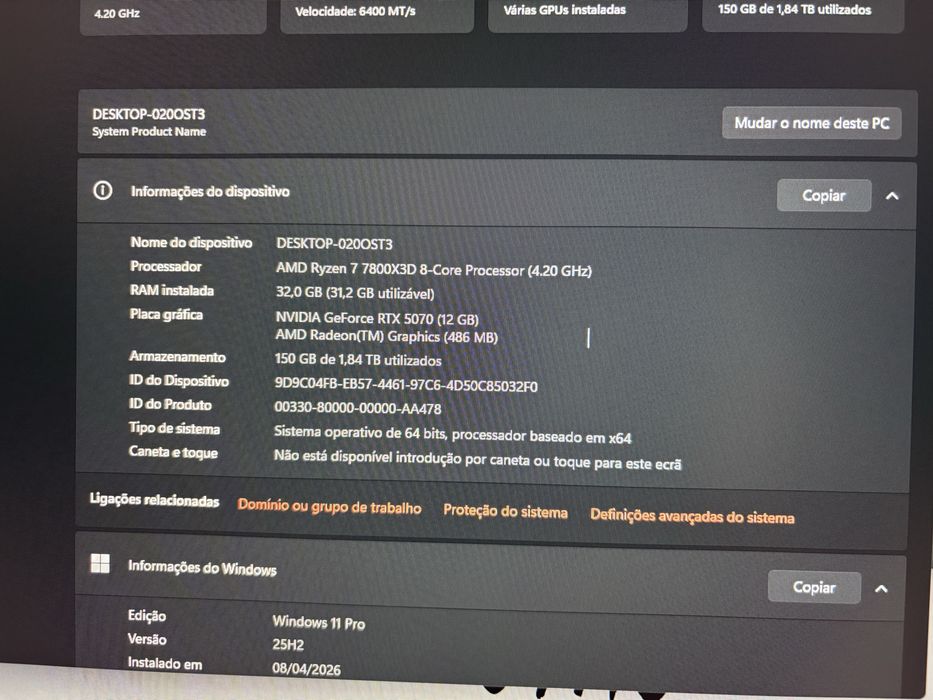 PC Gaming de Alta Gama | Ryzen 7 7800X3D | RTX 5070 12GB | 32GB DDR5 [+ Oferta Cadeira]