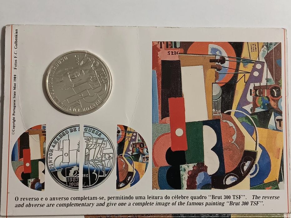 Moeda prata 925 de 100 escudos de 1987.