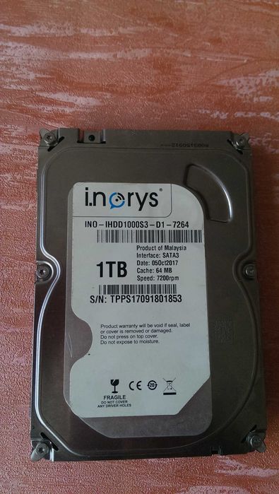 Жесткий диск (HDD) 1 Tb марки I.norys ПОЛНОСТЬЮ РАБОЧИЙ