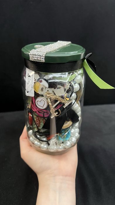 Słoik z biżuterią. Swarovsky, By Dziubeka