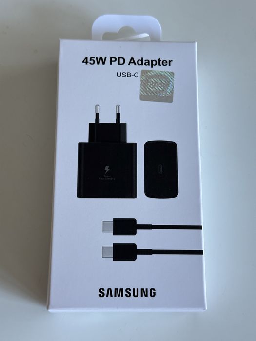 Carregador original Samsung 45w PD fast charge com cabo USB C + USB C