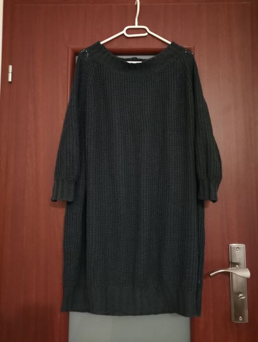 Sweterek długi tunika w kolorze grafitowym rozmiar 3/4xl.