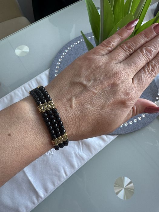 Bransoletka z kamieni czarnych na sznurku Premium
