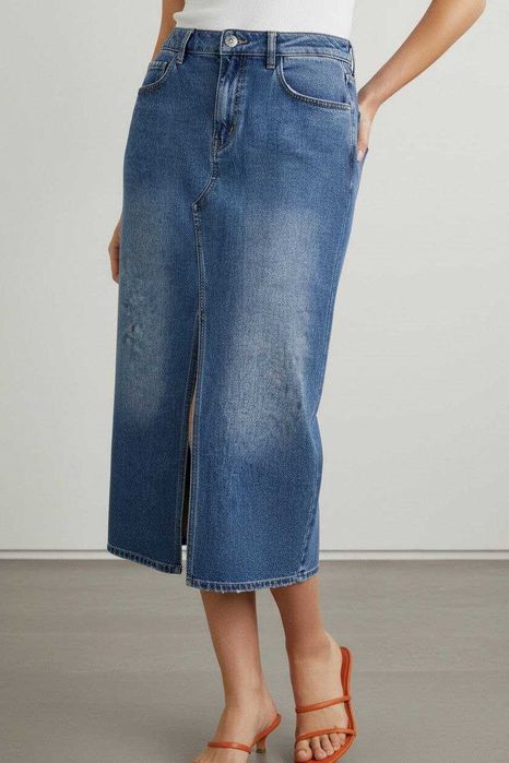 Джинсовая длинная юбка с разрезом SHEIN Curve, р. XL/2XL