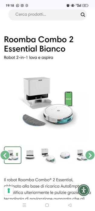 Roomba Combo 2 Essential Branco – Aspirador robot e Lava-Chão 2 em 1
