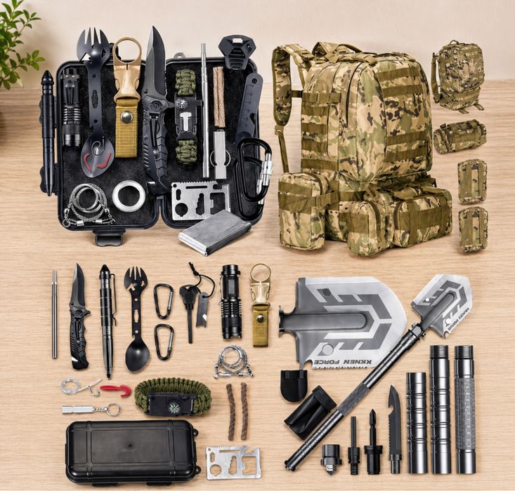 Plecak survivalowy 45L + zestaw narzędzi 55w1