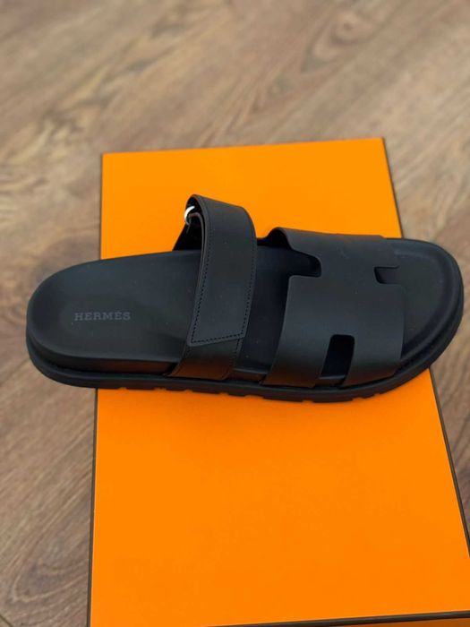 Шлепки Hermes CHYPRE SANDAL ОРИГИНАЛ Мужские Черные Сандалии Шлепанцы