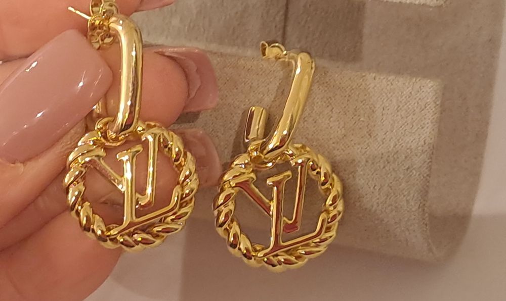 Przepiękne, pozłacane 14K kolczyki lv Cudo c ysl
