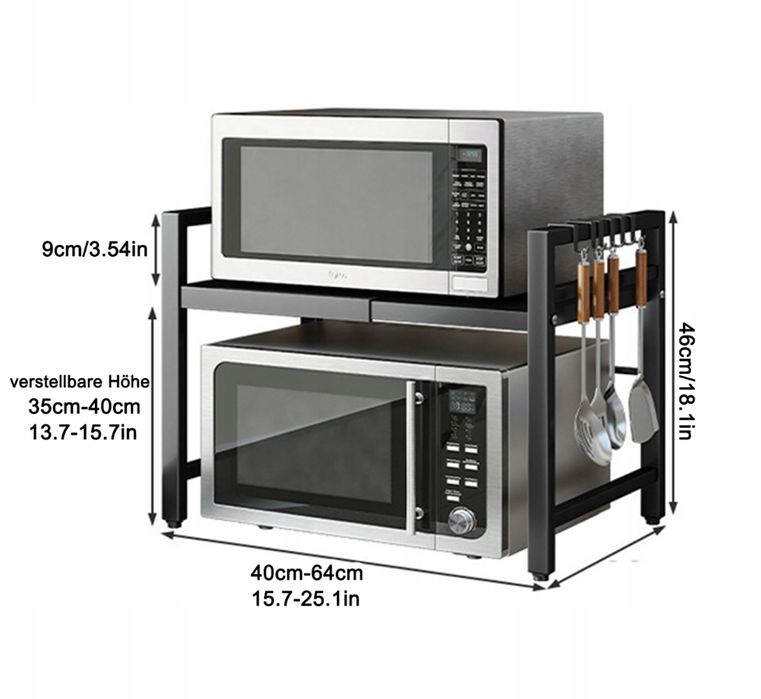 Regulowana półka stojak na mikrofalówkę stalowy regał kuchenny