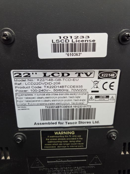 Telewizor marki Technika 22 cale odtwarzacz DVD