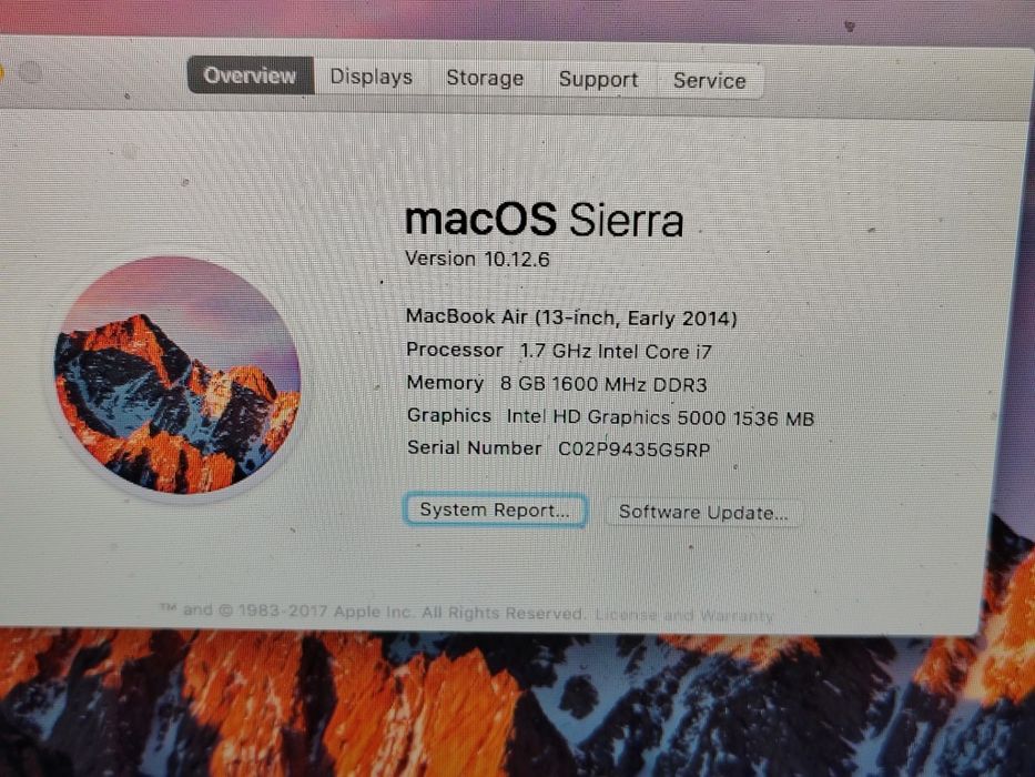 MacBook Air 13" Early 2014 / i7 / 8GB RAM / 512GB SSD