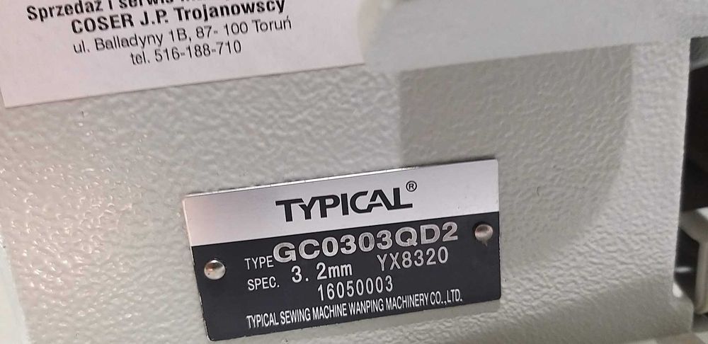 Maszyna stębnówka automat z odkrawaczem TYPICAL GC0303-QD2