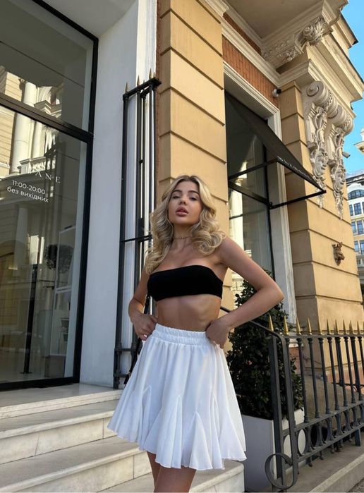 Трендова шифонова спідниця сонце з рюшами на гумці 44-46