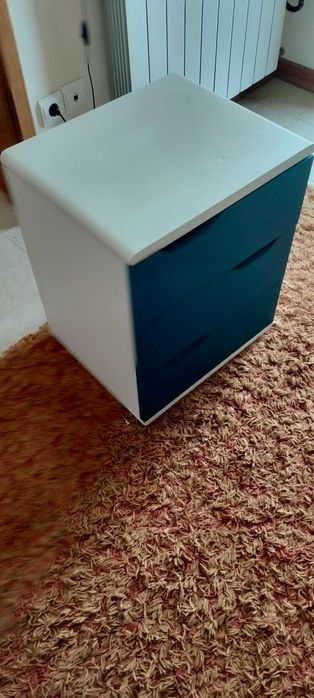 Módulo de gavetas secretaria (3 gavetas) azul ebranco