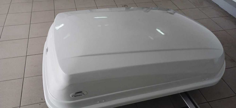 Автобокс Amos(Польща) 400 л + алюмінієві поперечини  (на плоский дах)