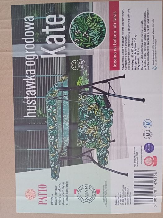Huśtawka ogrodowa nowa z daszkiem