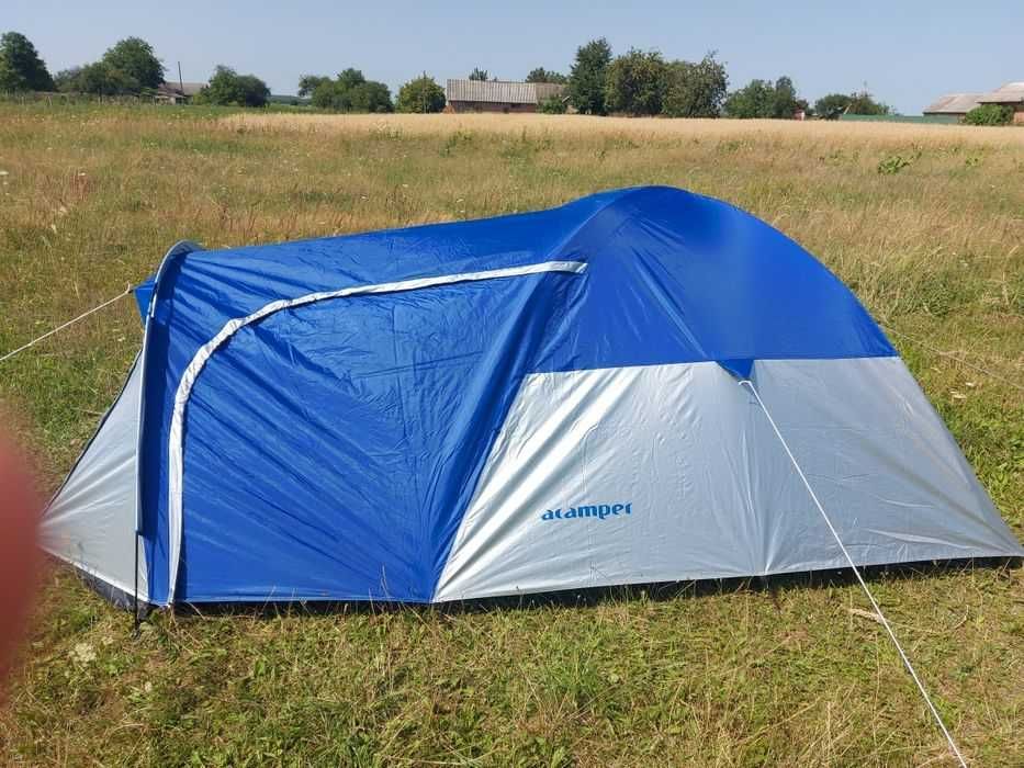 Палатка 3-х местная Presto Acamper MONSUN 3 PRO синий - 3500мм. H2О - 3.6 кг. Производитель Польша, прошитые и проклеенные швы. Водонепроницаемая.
